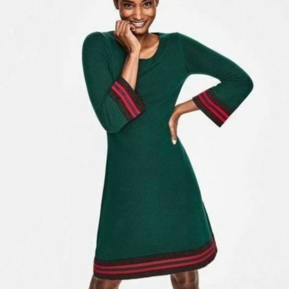 Boden hunter green sweater dress size 12 L EUC/ size 8 US long sleeve